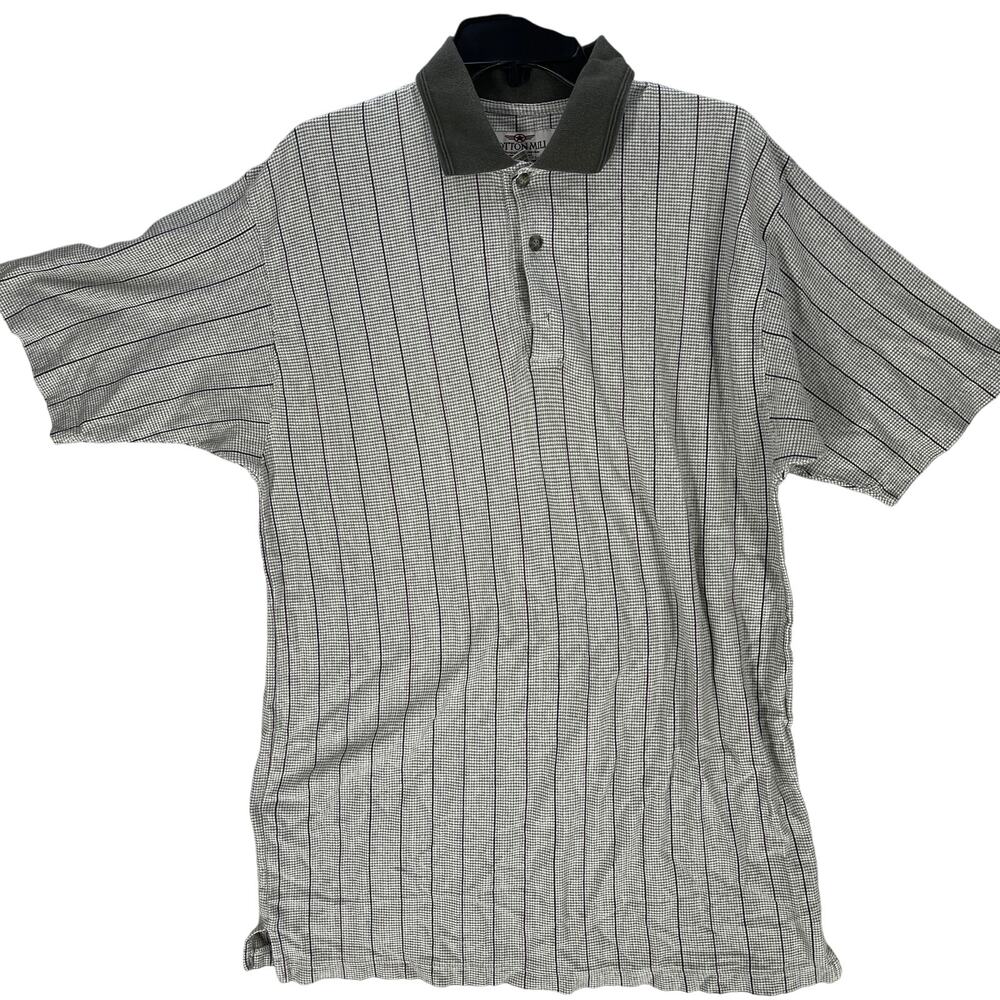 Cotton Mill Polo Shirt Size L Short Sleeve 100% Cotton Preppy MISSING BUTTON